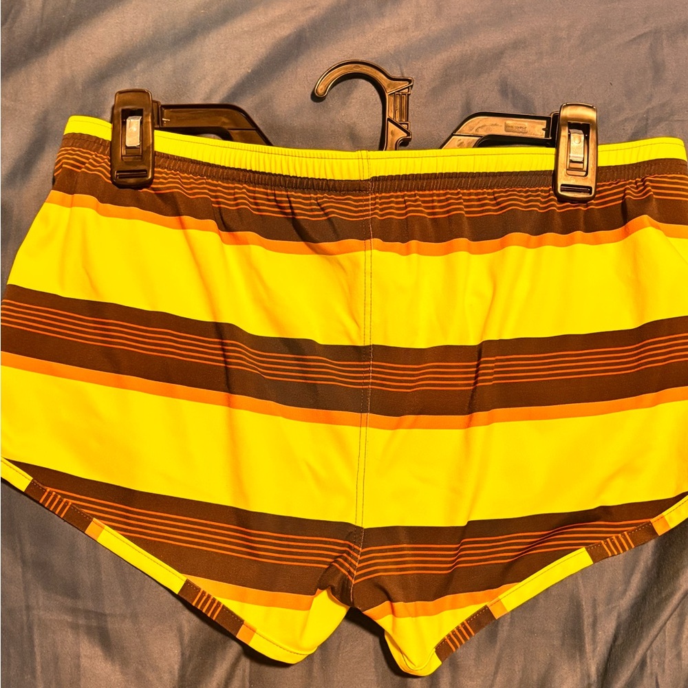 Charlie by Matthew Zink Striped Yellow and Brown swim trunks - Picture 2 of 6